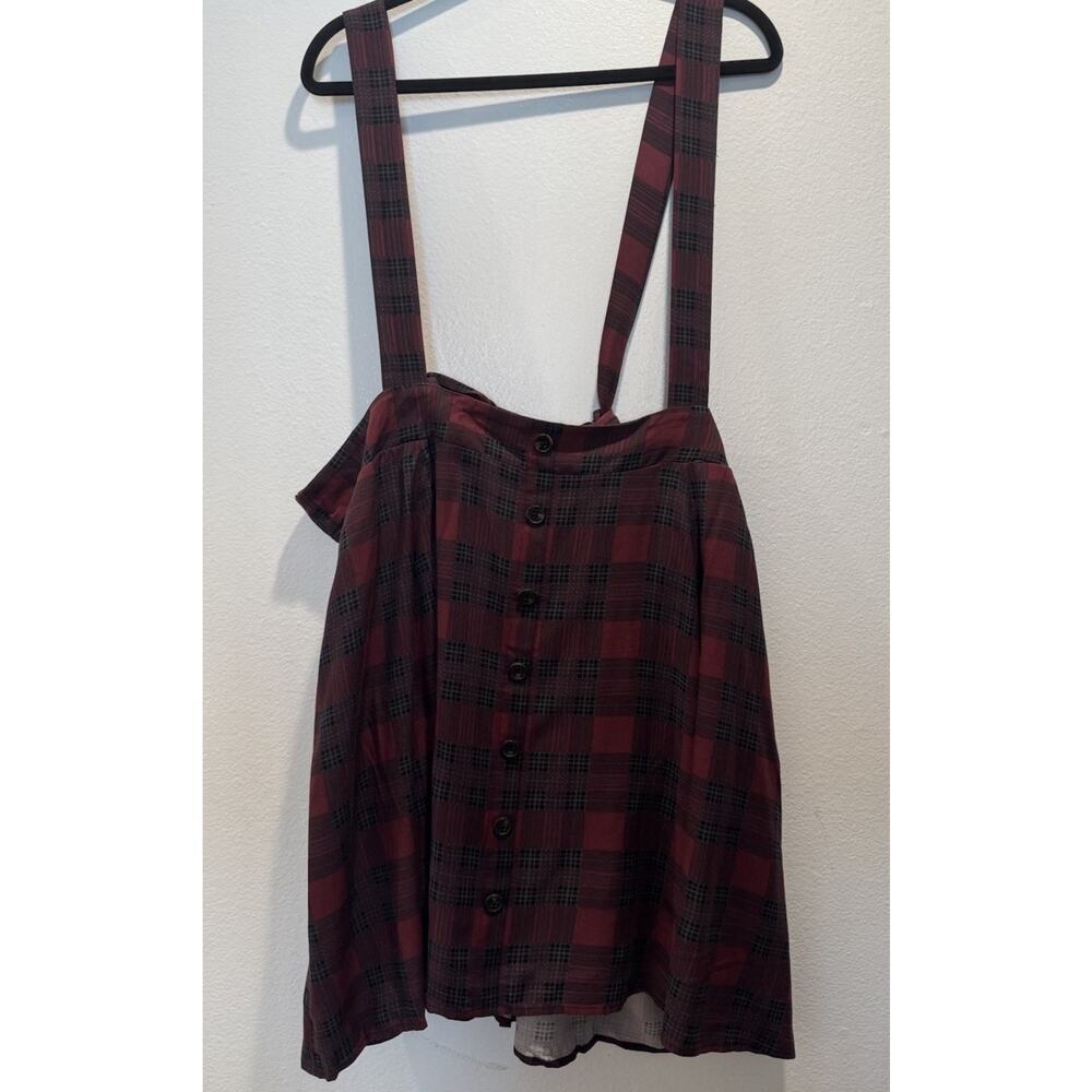 Torrid Suspender Skirt Women’s Size 2 Plaid Print‎ Button Front Academia Pockets